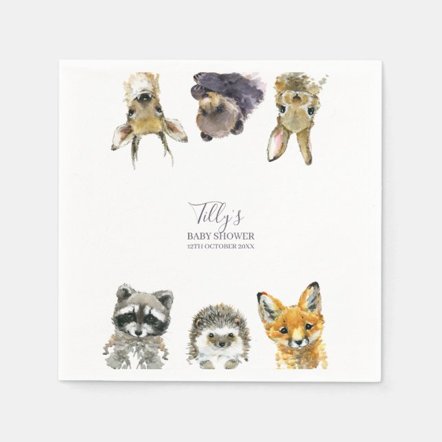 Woodland Animals Baby Shower Napkin (Front)
