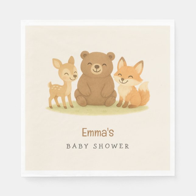 Woodland Animals Baby Shower  Napkin (Front)