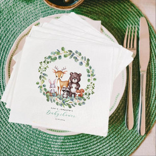 Woodland animals baby shower napkin