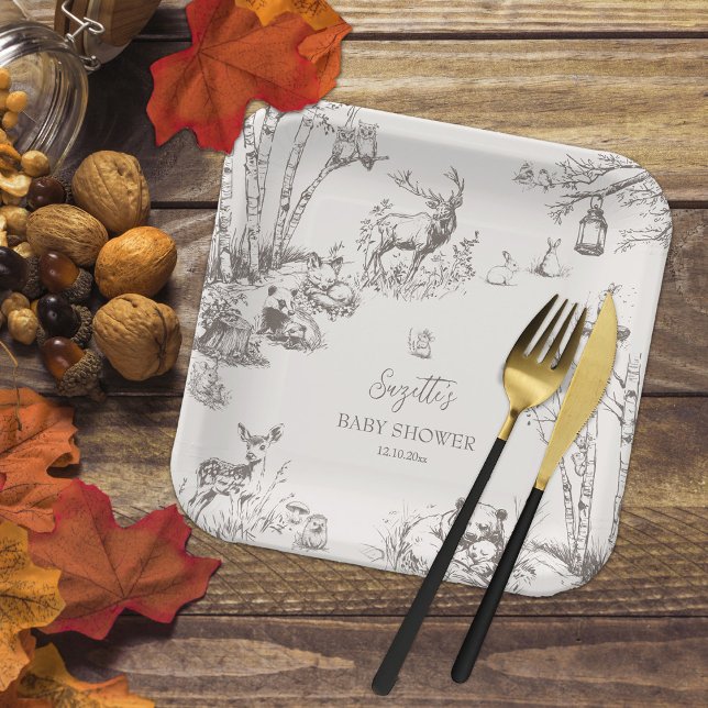 Woodland Animals Baby Shower Paper Plate (Creator Uploaded)