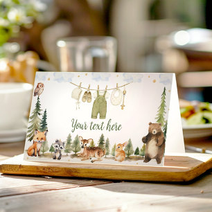Woodland Animals Baby Shower Party Food Tent Place Card