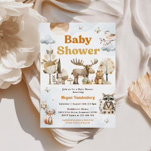  Woodland Animals Baby Shower Party  Invitation