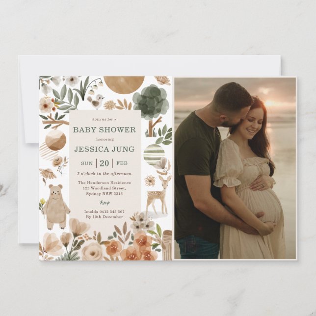  Woodland Animals Baby Shower Party Invitation (Front)