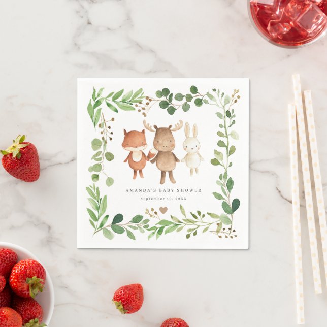 Woodland Animals Baby Shower Party Paper Napkins (Insitu)