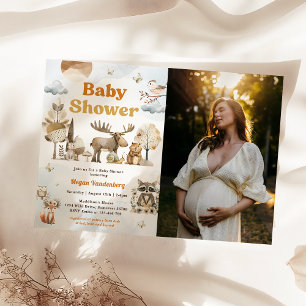Woodland Animals Baby Shower Party Photo  Invitation