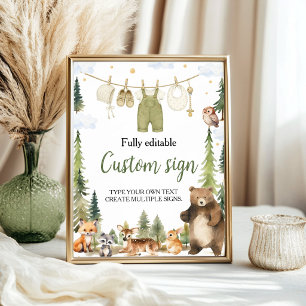 Woodland Animals Baby Shower Party Table Sign