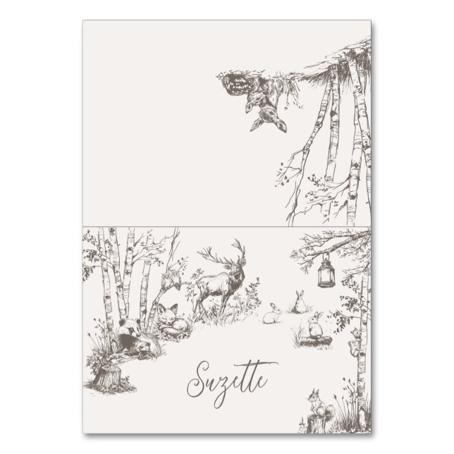Woodland Animals Baby Shower Place Card (Front)