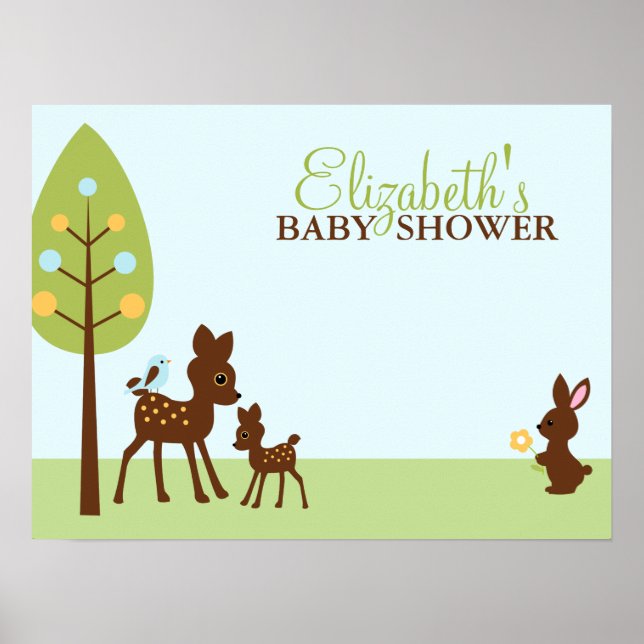 Woodland Animals Baby Shower Poster (Front)