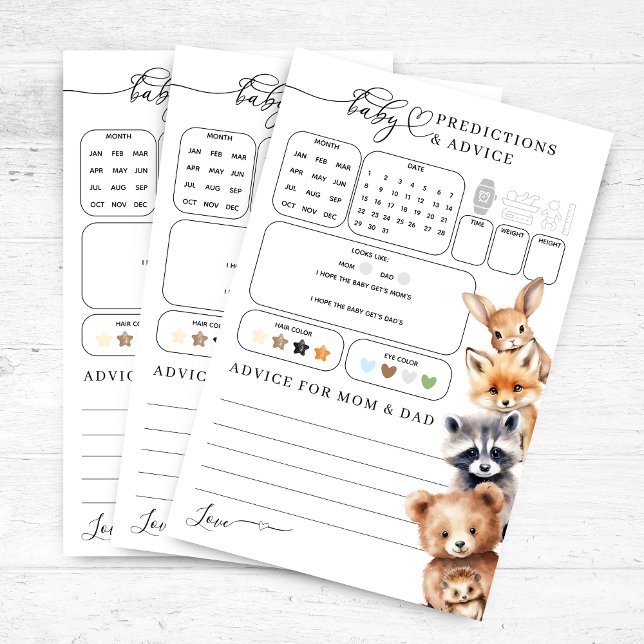 Woodland Animals Baby Shower Predictions Game (Creator Uploaded)