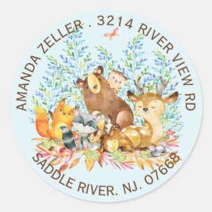 Woodland Animals Baby Shower Return Address Label