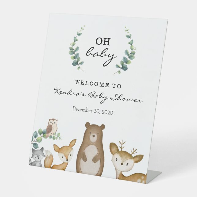 Woodland Animals Baby Shower Sign (Front)