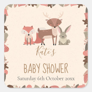 Woodland Animals Baby Shower Square Sticker