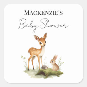 Woodland Animals Baby Shower Square Sticker