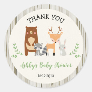 Woodland Animals Baby Shower Sticker