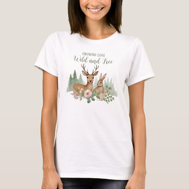 Woodland Animals Baby Shower T-Shirt (Front)