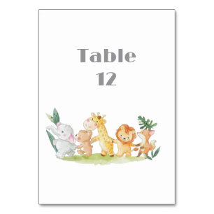 Woodland Animals Baby Shower Table Number