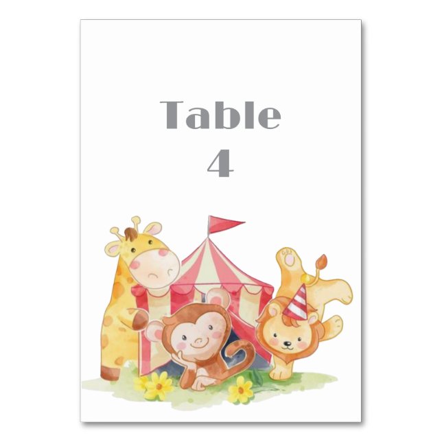 Woodland Animals Baby Shower Table  Table Number (Front)