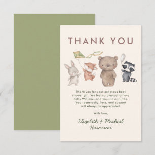 Woodland Animals Baby Shower Thank You Card