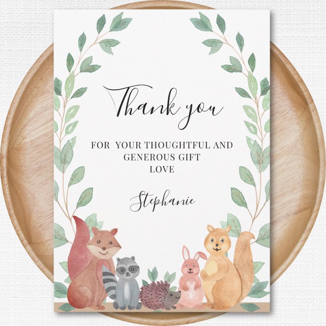 Woodland Animals Baby Shower Thank You Card (Creator Uploaded)