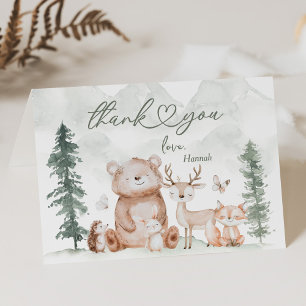 Woodland Animals Baby Shower  Thank You Card