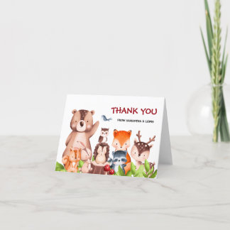 Woodland Animals Baby Shower Thank You Card