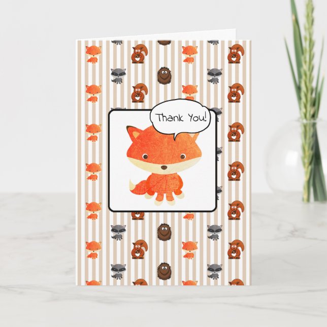 Woodland Animals Baby Shower Thank You Cards (Front)