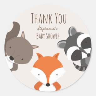 Woodland Animals Baby Shower Thank You Classic Round Sticker
