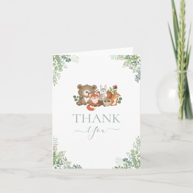 Woodland animals Baby Shower Thank you Enclosure (Front)