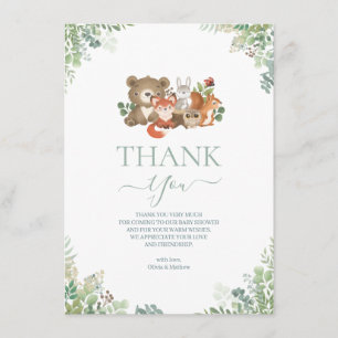 Woodland animals Baby Shower Thank you   Enclosure