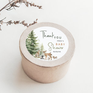 Woodland Animals Baby Shower Thank You Favor Classic Round Sticker