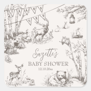 Woodland Animals Baby Shower Thank You Square Sticker