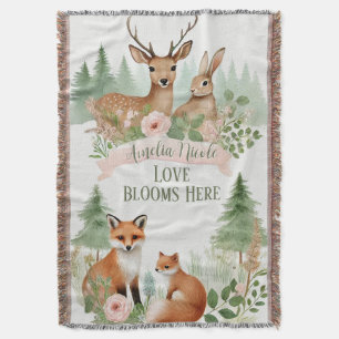 Woodland Animals Baby Shower Throw Blanket