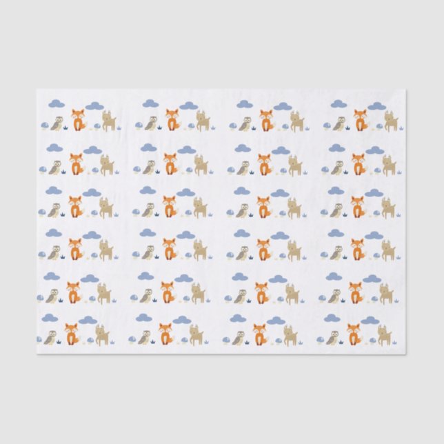 Woodland Animals Baby Shower Tissue Paper (Front)