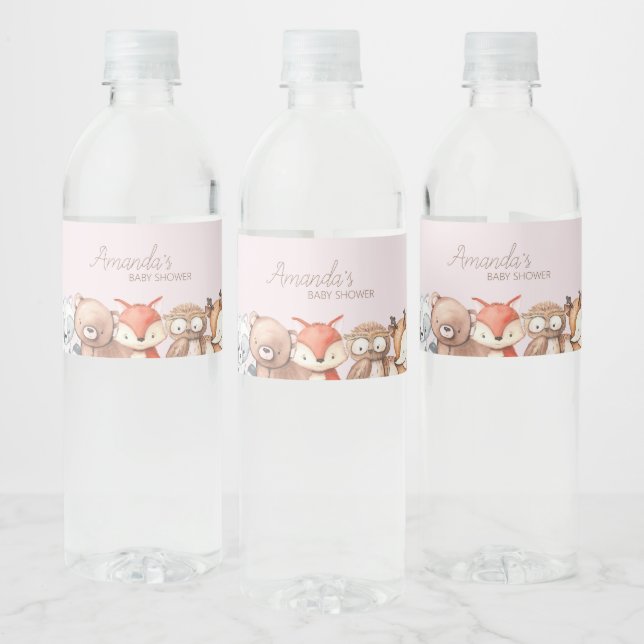Woodland Animals Baby Shower Water Bottle Label (Bottles)