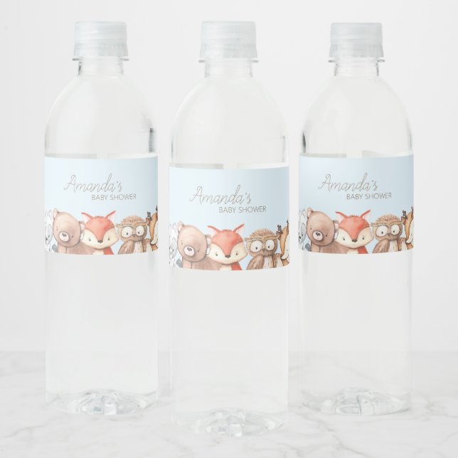 Woodland Animals Baby Shower Water Bottle Label (Bottles)