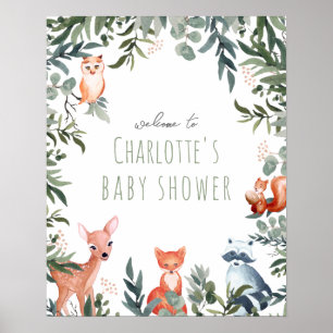 Woodland Animals Baby Shower Welcome Poster