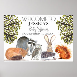 Woodland Animals Baby Shower Welcome Sign