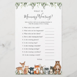 Woodland Animals Baby Shower What is Mummy Wearing