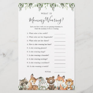 Woodland Animals Baby Shower What is Mummy Wearing