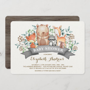 Woodland Animals Baby Shower   Whimsical Forest Invitation
