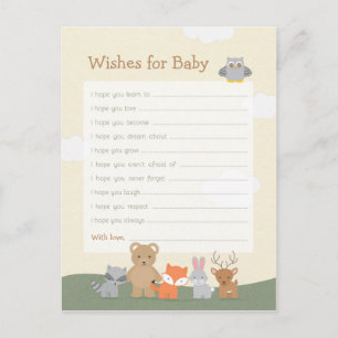 Woodland Animals Baby Shower Wishes for Baby Postcard