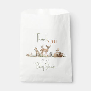 Woodland Animals Baby Shower With Name Thank You Favour Bags