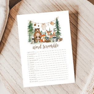 Woodland Animals Baby Shower Word Scramble Game