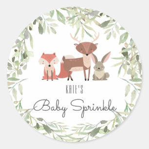 Woodland Animals Baby Sprinkle Classic Round Sticker