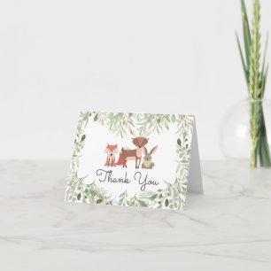 Woodland Animals Baby Thank You Card
