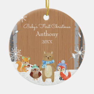 Woodland Animals Baby's First Christmas Ceramic Tree Decoration