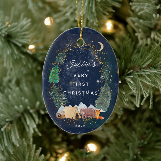 Woodland Animals Baby's First Christmas  Ceramic Tree Decoration (Tree)