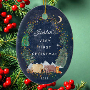 Woodland Animals Baby's First Christmas Ceramic Tree Decoration