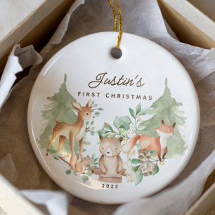Woodland Animals Baby's First Christmas Ceramic Tree Decoration