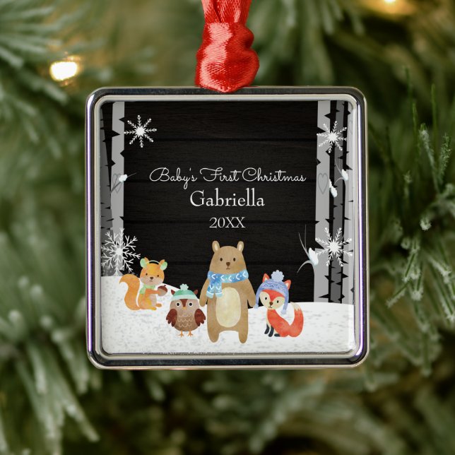 Woodland Animals Baby's First Christmas Metal Tree Decoration (Tree)